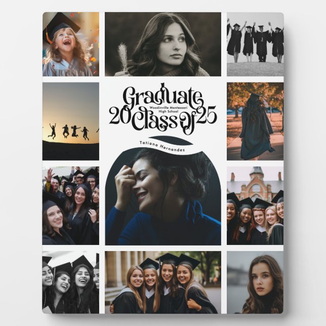 Class of 2025 SCHOOL Graduation 11 Photo Collage  Plaque (Front)