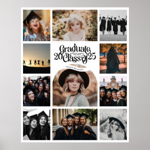 Class of 2025 SCHOOL Graduation 11 Photo Collage  Poster