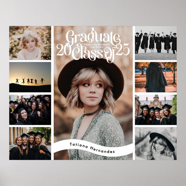 Class of 2025 SCHOOL Graduation 9 Photo Collage  Poster (Front)