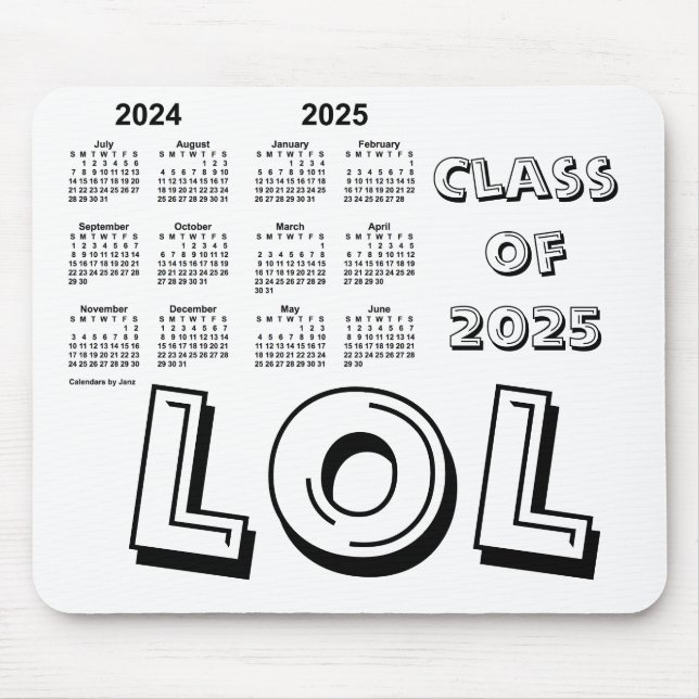 Class of 2025 School Year Calendar by Janz White Mouse Mat (Front)