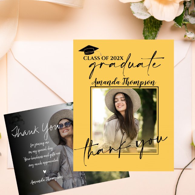 Class of 2025 Script Graduation Photo Thank You Postcard (Class of 2025 Script Graduation Photo Thank You Postcard)