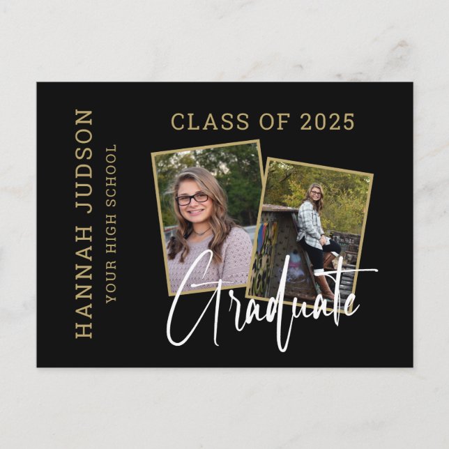 Class Of 2025 Script Photo Graduation Announcement Postcard (Front)
