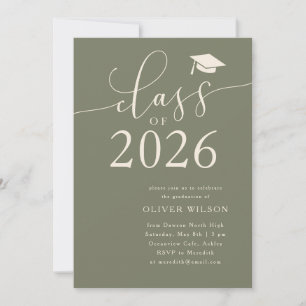 Class of 2025 Script Sage Green Graduation Party  Invitation
