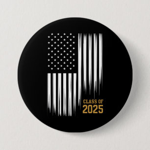 Class Of 2025 Senior American Flag Graduation  7.5 Cm Round Badge
