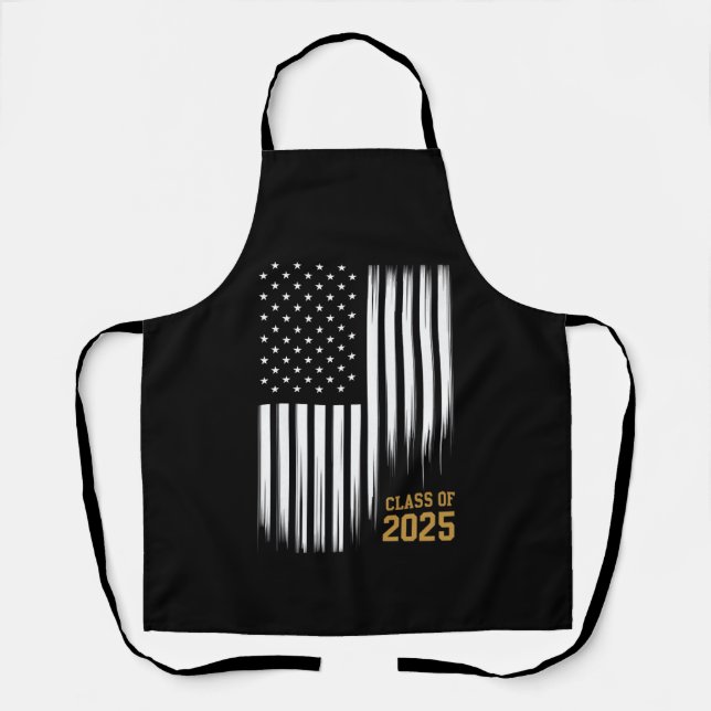 Class Of 2025 Senior American Flag Graduation  Apron (Front)