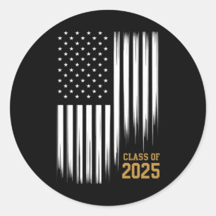 Class Of 2025 Senior American Flag Graduation  Classic Round Sticker