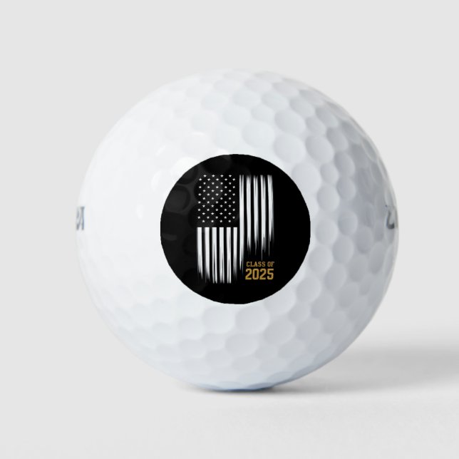 Class Of 2025 Senior American Flag Graduation  Golf Balls (Front)