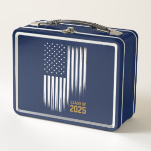Class Of 2025 Senior American Flag Graduation Metal Lunch Box