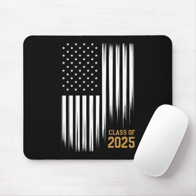 Class Of 2025 Senior American Flag Graduation  Mouse Mat (With Mouse)