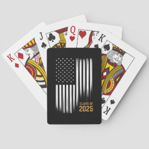 Class Of 2025 Senior American Flag Graduation  Playing Cards