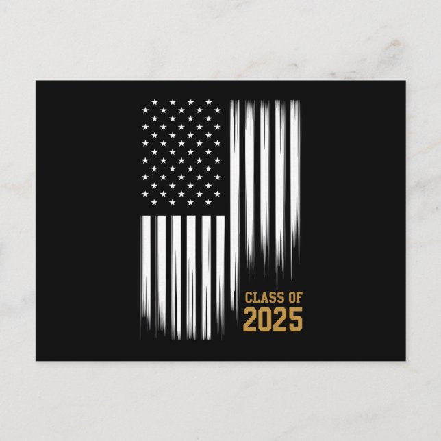 Class Of 2025 Senior American Flag Graduation  Postcard (Front)