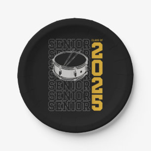 Class of 2025 Senior Drums for Drummer Or Percussi Paper Plate