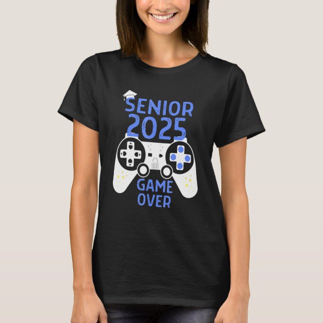 Class Of 2025 Senior Video Game Over School Gamer  T-Shirt (Front)