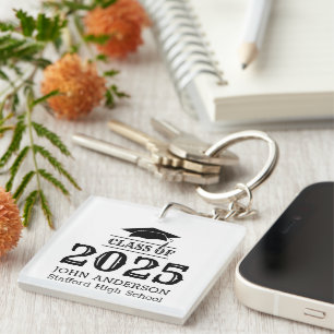 Class of 2025 Simple Elegant Custom Graduation Key Ring