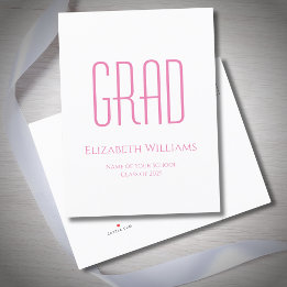Class of 2025 Simple Pink Typography Graduation  Announcement Postcard