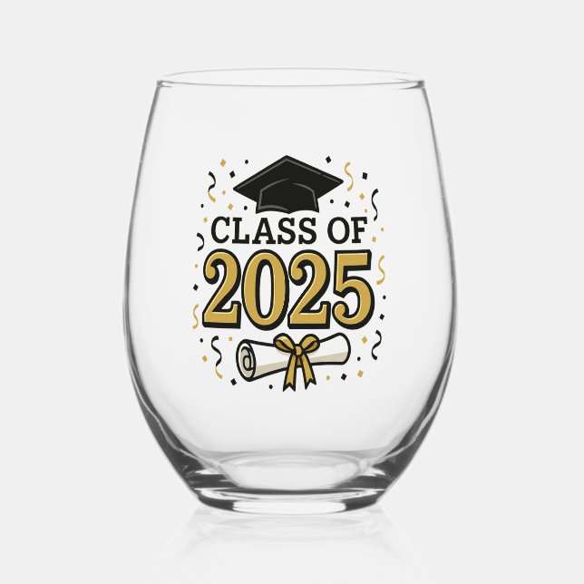 Class of 2025 Stemless Wine Glass (Front)