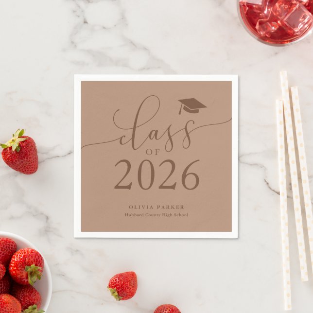 Class of 2025 Terracotta Graduation Party Napkin (Insitu)
