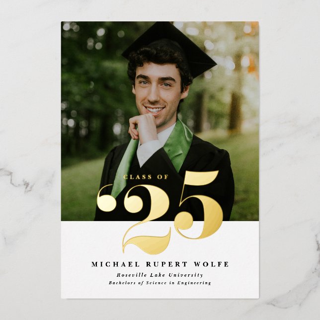 Class of 2025 Typography Photo Graduation Gold (Front)