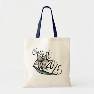Class of 2025 White Lily Green Vintage Style Tote Bag