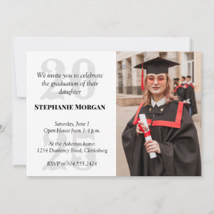 Class of 2025simple black red photo graduation invitation