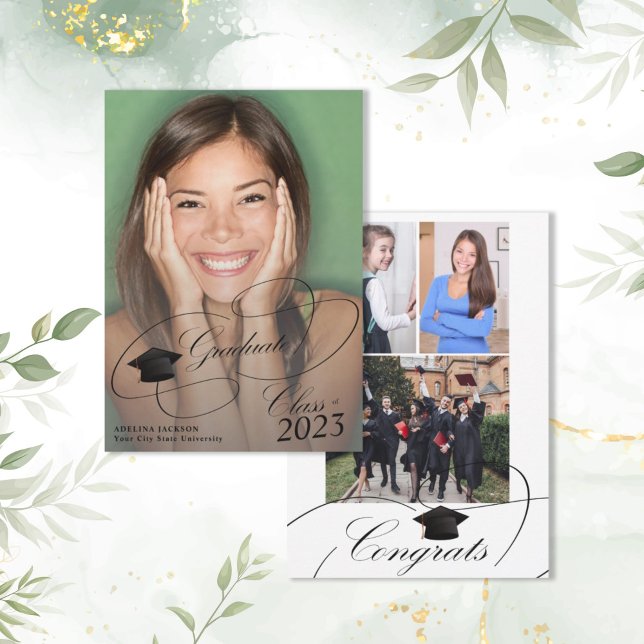 Class of 2026 4 photo collage script graduation announcement (Creator Uploaded)