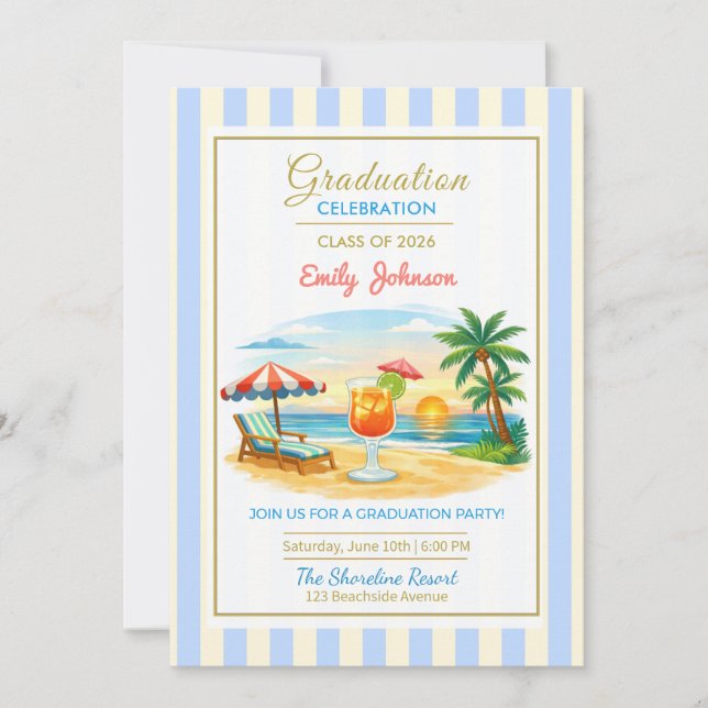 Class of 2026 Beach Graduation Summer Party Invite (Front)