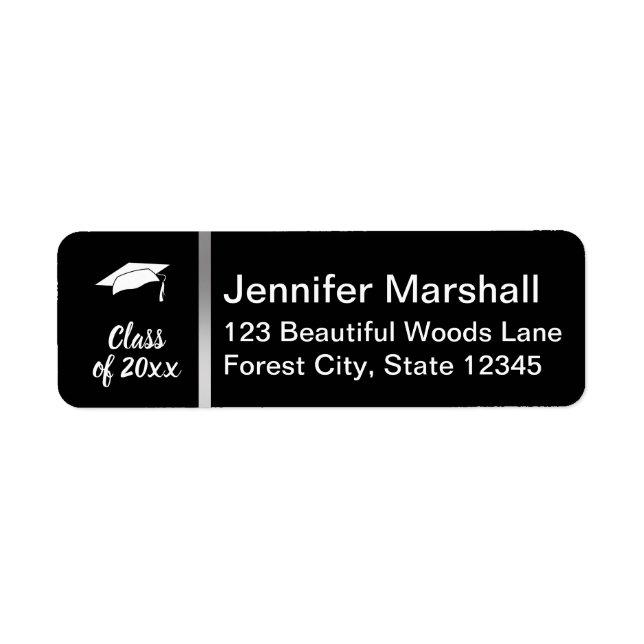 Class of 2026 Black and White Graduation Cap (Front)