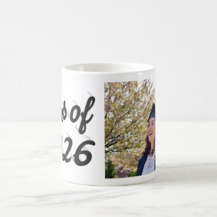 Class of 2026 black script graduation photo coffee mug