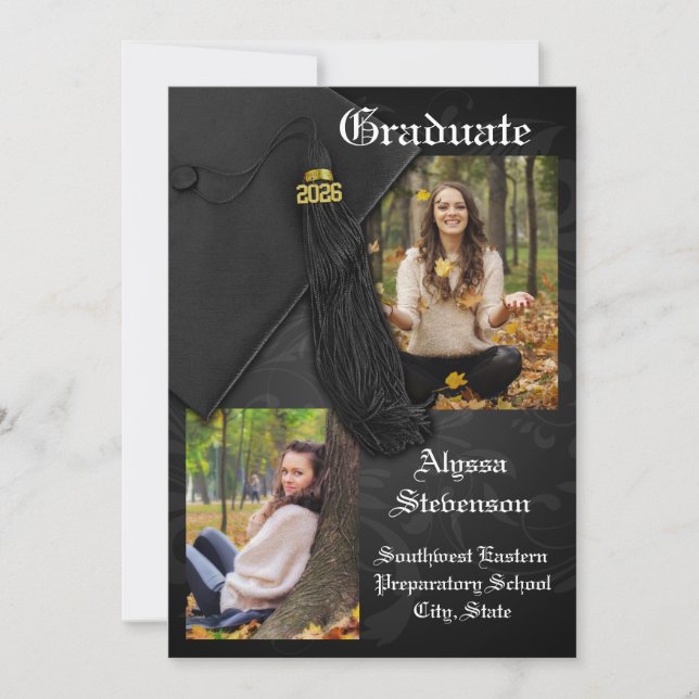 Class of 2026 Black Tassel Dignified Graduation Invitation (Front)