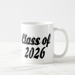 Class of 2026 black text graduation coffee mug