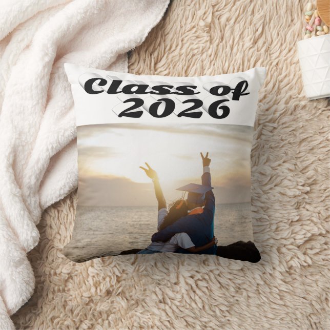 Class of 2026 black text graduation photo cushion (Blanket)