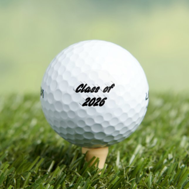 Class of 2026 black typography graduation  golf balls (Insitu Tee)