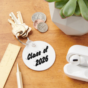 Class of 2026 black typography graduation key ring