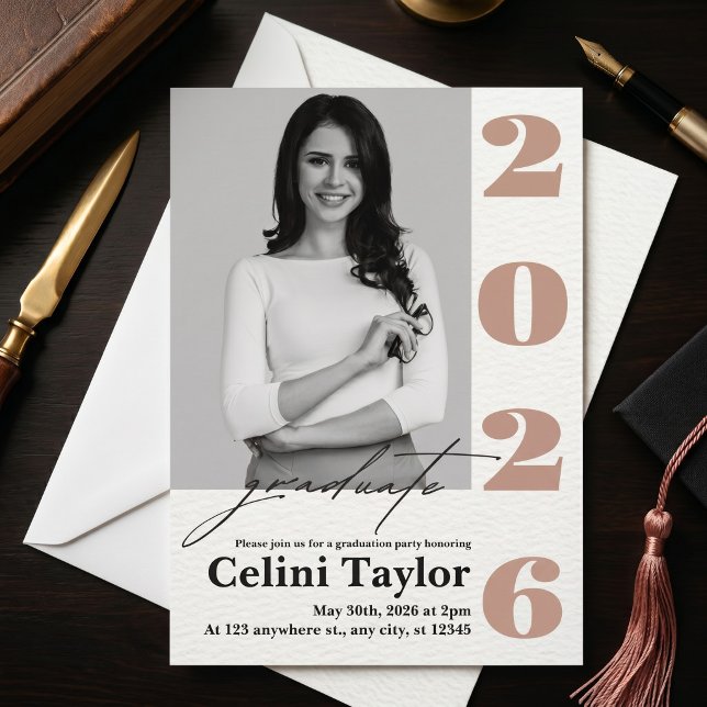 Class of 2026 Black & White Photo Grad Invitation (Class of 2026 Black & White Photo Grad Invitation)