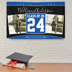 Class of 2026 Blue and Black Graduation Photo Banner