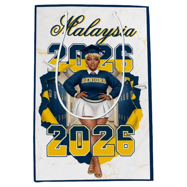 Class of 2026 Blue & Gold Senior Graduation  Medium Gift Bag (Front)