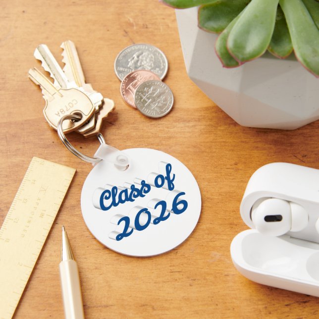 Class of 2026 blue script  graduation  key ring (Desk)