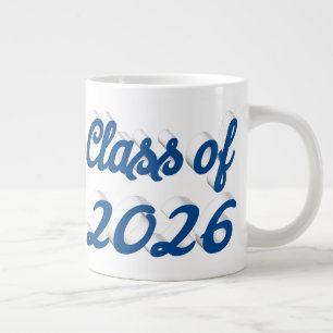 Class of 2026 blue script graduation large coffee mug
