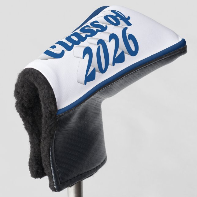 Class of 2026 blue text graduation  golf head cover (3/4 Front)