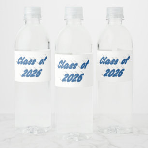 Class of 2026 blue tyoography graduation water bottle label