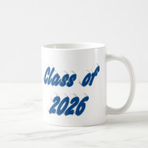 Class of 2026 blue typography graduation coffee mug