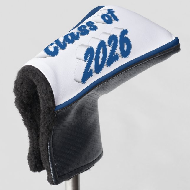Class of 2026 blue typography graduation  golf head cover (3/4 Front)