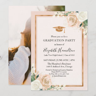 Class of 2026 Blush Rose Gold Photo Grad Invite
