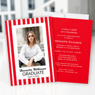 Class of 2026 Bold Red Minimalist Graduation Party Invitation