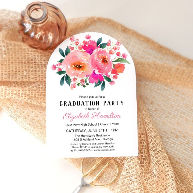 Class of 2026 Bright Pink Floral Grad Invite (Creator Uploaded)