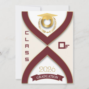 Class of 2026 Burgundy & Gold Editable Graduation Invitation