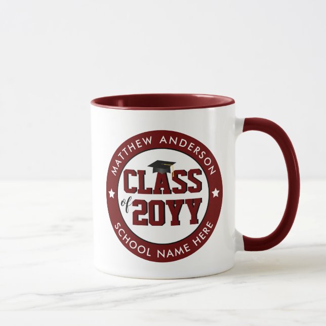 Class of 2026 Burgundy Red Graduate Graduation Mug (Right)