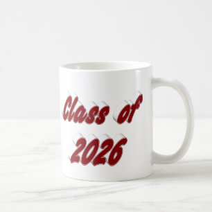 Class of 2026 burgundy typography graduation coffee mug