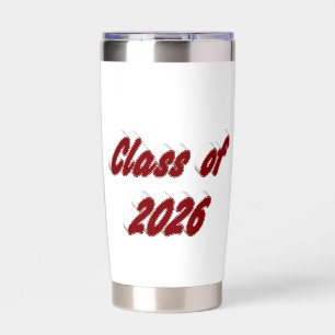 Class of 2026 burgundy typography graduation insulated tumbler
