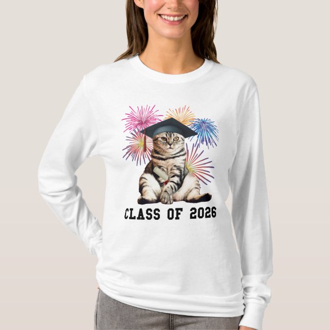 Class Of 2026 Cat Lover T-Shirt (Front)